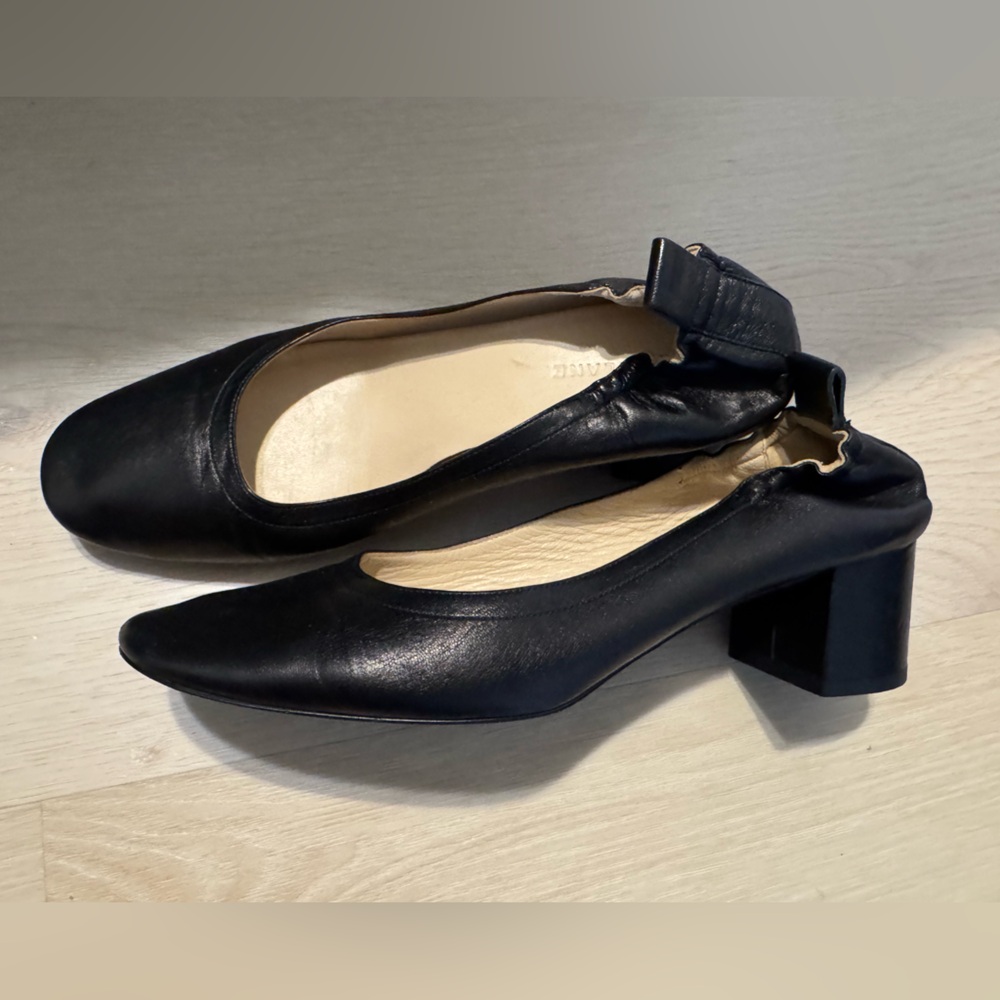 Everlane day heel block chunky 9 black leather Italian